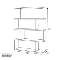 Estantería Salón, Librería, Color Blanco y Roble, Medidas: 152 cm (Alto) x 110 cm (Ancho) x 28,5 cm (Fondo