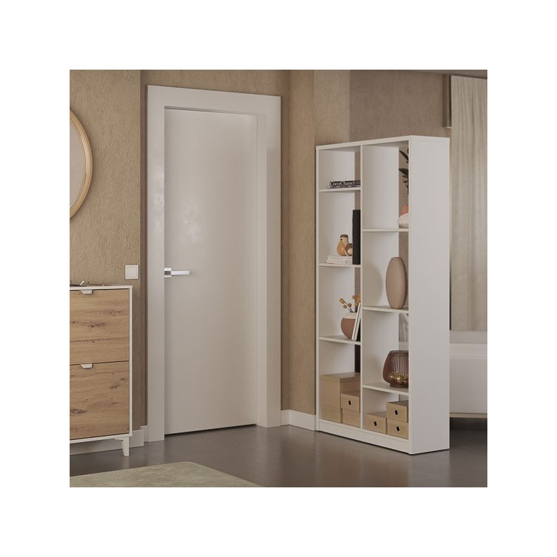 Estantería Alta Salón, Librería, Color Blanco, Medidas: 180 cm (Alto) x 85 cm (Ancho) x 28,5 cm (Fondo