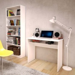 Estantería Alta Salón, Librería, Color Blanco, Medidas: 180 cm (Alto) x 75 cm (Ancho) x 25 cm (Fondo)