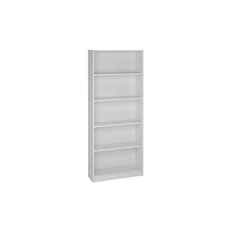 Estantería Alta Salón, Librería, Color Blanco, Medidas: 180 cm (Alto) x 75 cm (Ancho) x 25 cm (Fondo)