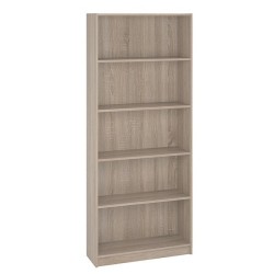 Estantería Alta Salón, Librería, Color Roble, Medidas: 180 cm (Alto) x 75 cm (Ancho) x 25 cm (Fondo)