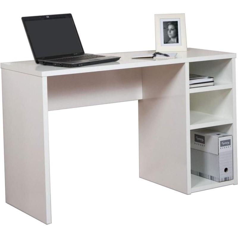Mesa Escritorio | Mesa Estudio con 3 estantes | Color Blanco Brillo | Medidas: 120 x 75 x 50 cm
