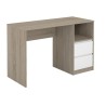 Escritorio de Oficina con 2 Cajones y 1 Estante, MDF Roble y Blanco, 120x50x75 cm - Moderno y Funcional