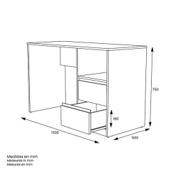 Escritorio de Oficina con 2 Cajones y 1 Estante, MDF Roble y Blanco, 120x50x75 cm - Moderno y Funcional