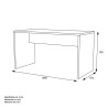Mesa de Escritorio 138 Cm de ancho con patas de Madera Blanca y tapa Color Roble 67x75x138 Cm
