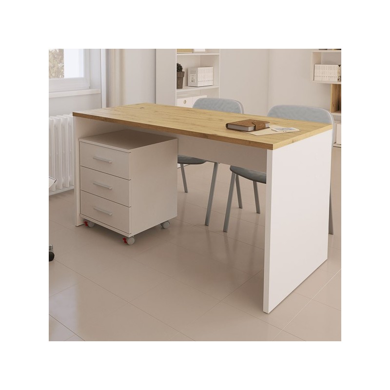 Cajoneras Para escritorio con ruedas 3 Cajones color blanco 58 x 45 x 44 Cm (alto x ancho x fondo)