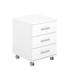 Cajoneras Para escritorio con ruedas 3 Cajones color blanco 58 x 45 x 44 Cm (alto x ancho x fondo)