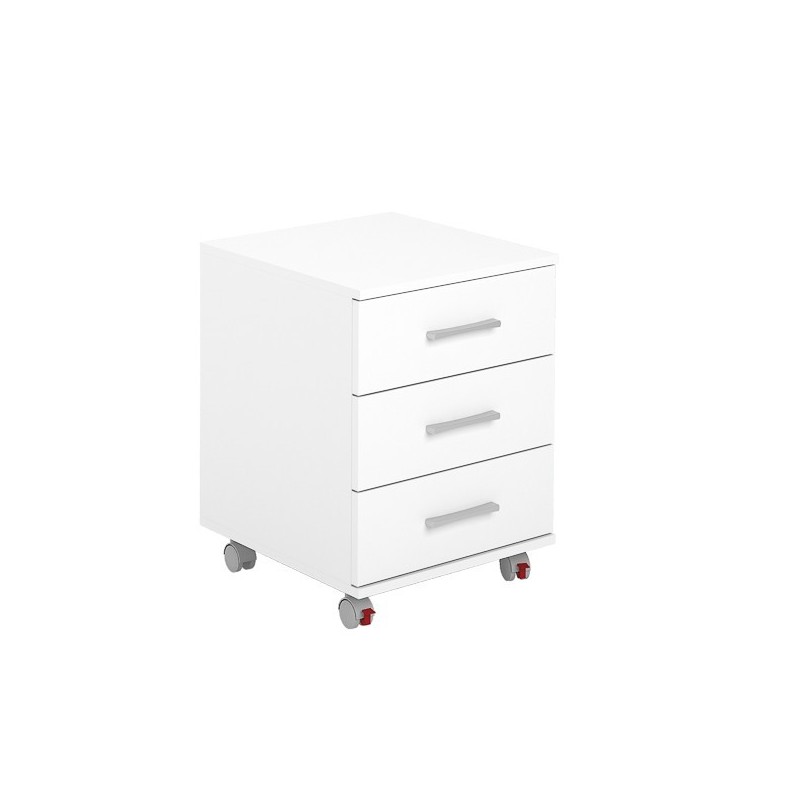 Cajoneras Para escritorio con ruedas 3 Cajones color blanco 58 x 45 x 44 Cm (alto x ancho x fondo)