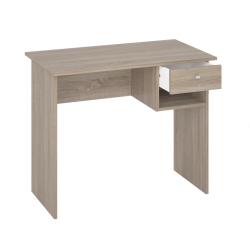 Mesa de Escritorio y Trabajo en Color Roble, 90x50x74cm - Con Cajón y Estante para Oficina o Estudio