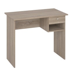 Mesa de Escritorio y Trabajo en Color Roble, 90x50x74cm - Con Cajón y Estante para Oficina o Estudio