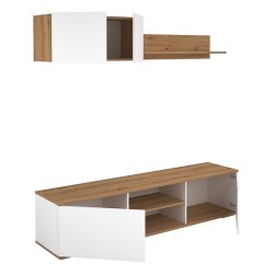 Mueble Salón Comedor 2 Módulos y 1 Estantería con puertas Color Blanco Y roble Estilo Moderno 180x80x40 Cm