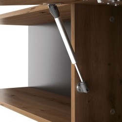 Mueble de TV de Diseño + Modulo Alto de Almacenamiento y 2 Puertas,Roble y Gris 85 cm(Alto) x 200cm (Ancho) x 40cm (Fondo)