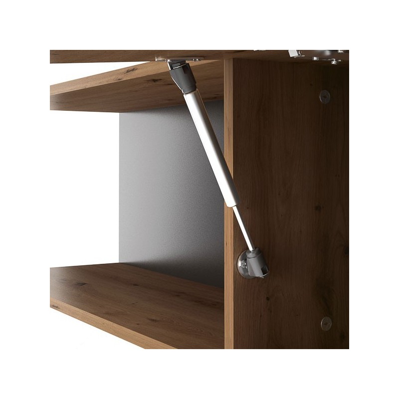 Mueble de TV de Diseño + Modulo Alto de Almacenamiento y 2 Puertas,Roble y Gris 85 cm(Alto) x 200cm (Ancho) x 40cm (Fondo)