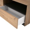 Mueble de TV de Diseño + Modulo Alto de Almacenamiento y 2 Puertas,Roble y Gris 85 cm(Alto) x 200cm (Ancho) x 40cm (Fondo)