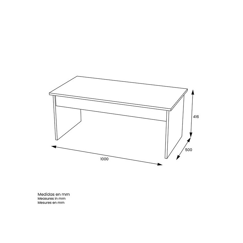 Mesa de Centro Fija, Mesa Auxiliar, Acabado en Blanco, Medidas: 100 cm (Largo) x 50 cm (Ancho) x 41,6 cm (Alto)