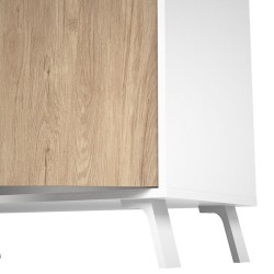 Aparador, Buffet, Salón Comedor 3 Puertas, Armario Auxiliar Color Blanco y Roble, Medidas: 140x87x40 Cm