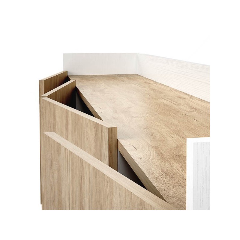 Aparador, Mueble Tv, Salón Comedor 4 Puertas, Armario Auxiliar Color Blanco y Roble, Medidas: 180x63x33,5 Cm