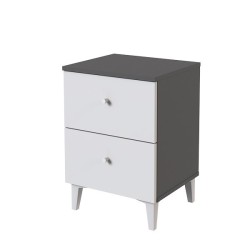 Mesita de noche 2 cajones acabado gris/blanco. 56.5cm(alto) 40cm(ancho) 35cm