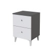 Mesita de noche 2 cajones acabado gris/blanco. 56.5cm(alto) 40cm(ancho) 35cm