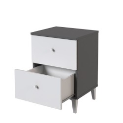 Mesita de noche 2 cajones acabado gris/blanco. 56.5cm(alto) 40cm(ancho) 35cm