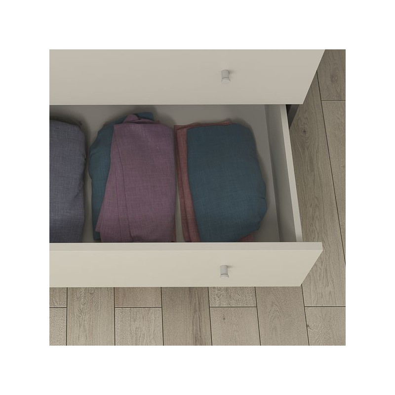 Cómoda con 3 Cajones, para Dormitorio, Acabado en Color Blanco, Medidas: 80 cm (Ancho) x 80 cm (Alto) x 48 cm (Fondo)