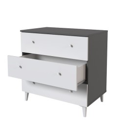 Cómoda con 3 Cajones, para Dormitorio, Acabado en Color Blanco, Medidas: 80 cm (Ancho) x 80 cm (Alto) x 48 cm (Fondo)