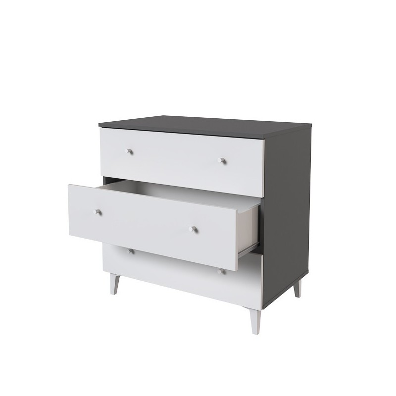 Cómoda con 3 Cajones, para Dormitorio, Acabado en Color Blanco, Medidas: 80 cm (Ancho) x 80 cm (Alto) x 48 cm (Fondo)