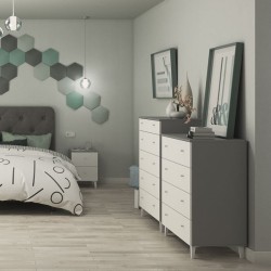 Cómoda con 3 Cajones, para Dormitorio, Acabado en Color Blanco, Medidas: 80 cm (Ancho) x 80 cm (Alto) x 48 cm (Fondo)