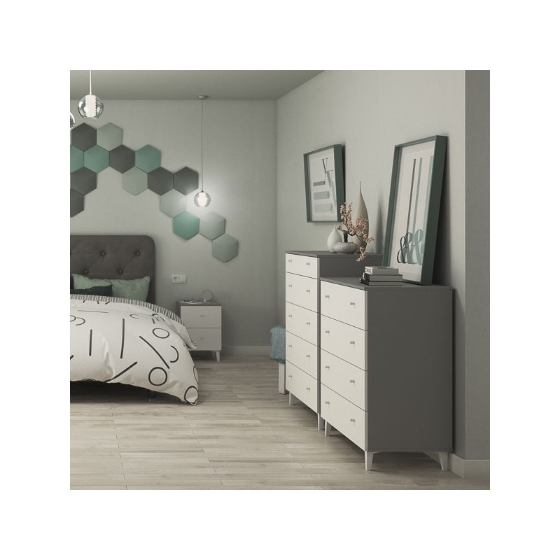 Cómoda con 3 Cajones, para Dormitorio, Acabado en Color Blanco, Medidas: 80 cm (Ancho) x 80 cm (Alto) x 48 cm (Fondo)