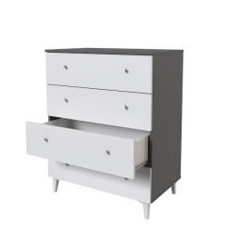 Cómoda con 4 Cajones, para Dormitorio, Acabado en Color Blanco, Medidas: 80 cm (Ancho) x 100 cm (Alto) x 48 cm (Fondo)