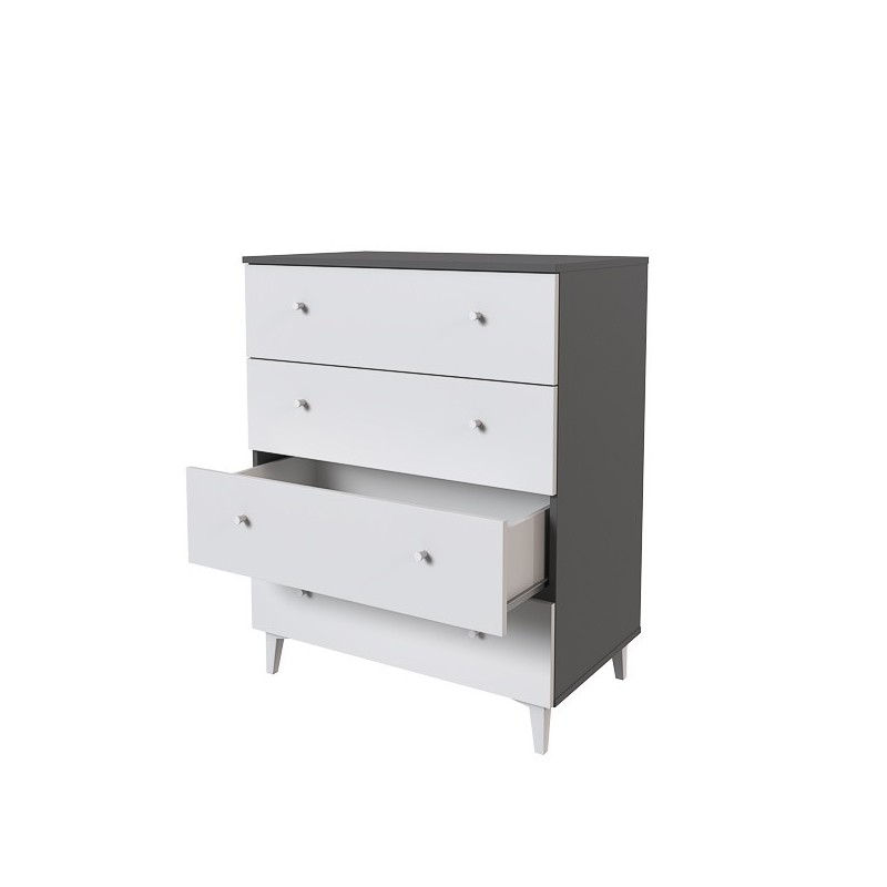 Cómoda con 4 Cajones, para Dormitorio, Acabado en Color Blanco, Medidas: 80 cm (Ancho) x 100 cm (Alto) x 48 cm (Fondo)