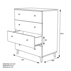 Cómoda con 4 Cajones, para Dormitorio, Acabado en Color Blanco, Medidas: 80 cm (Ancho) x 100 cm (Alto) x 48 cm (Fondo)