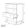 Cómoda con 4 Cajones, para Dormitorio, Acabado en Color Blanco, Medidas: 80 cm (Ancho) x 100 cm (Alto) x 48 cm (Fondo)