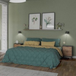 Mesita de noche 2 cajones Moderna acabado Gris/roble 56.5cm(alto) 40cm(ancho) 35cm(fondo)