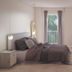 Mesita de Noche Moderna Mesilla de Noche con 2 Cajones Mesita Auxiliar para Dormitorio 49,6x40x35cm Color Cemento y Blanco