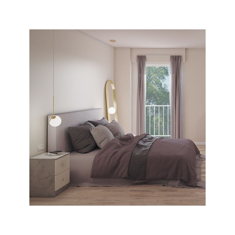 Mesita de Noche Moderna Mesilla de Noche con 2 Cajones Mesita Auxiliar para Dormitorio 49,6x40x35cm Color Cemento y Blanco