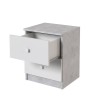 Mesita de Noche Moderna Mesilla de Noche con 2 Cajones Mesita Auxiliar para Dormitorio 49,6x40x35cm Color Cemento y Blanco