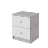 Mesita de Noche Moderna Mesilla de Noche con 2 Cajones Mesita Auxiliar para Dormitorio 49,6x40x35cm Color Cemento y Blanco