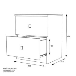 Mesita de Noche Moderna Mesilla de Noche con 2 Cajones Mesita Auxiliar para Dormitorio 49,6x40x35cm Color Cemento y Blanco