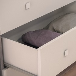 Cómoda con 3 Cajones, para Dormitorio, Acabado en Color Cemento Blanco, Medidas: 80 cm (Ancho) x 70 cm (Alto) x 48 cm (Fondo)