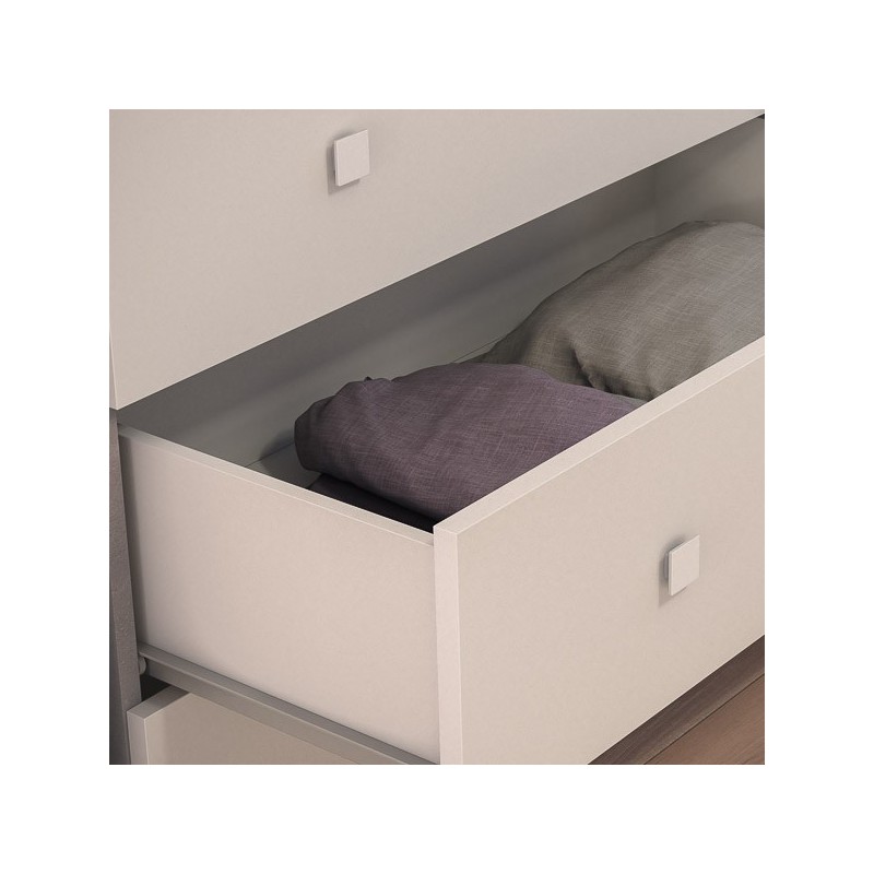 Cómoda con 3 Cajones, para Dormitorio, Acabado en Color Cemento Blanco, Medidas: 80 cm (Ancho) x 70 cm (Alto) x 48 cm (Fondo)