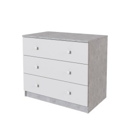 Cómoda con 3 Cajones, para Dormitorio, Acabado en Color Cemento Blanco, Medidas: 80 cm (Ancho) x 70 cm (Alto) x 48 cm (Fondo)