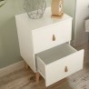 Mesita de Noche 2 cajones, Mesilla de Noche,  Color Blanco, Medidas: 40 cm (Ancho) x 34 cm (Fondo) x 61,6 cm (Alto)