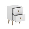 Mesita de Noche 2 cajones, Mesilla de Noche,  Color Blanco, Medidas: 40 cm (Ancho) x 34 cm (Fondo) x 61,6 cm (Alto)
