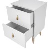 Mesita de Noche 2 cajones, Mesilla de Noche,  Color Blanco, Medidas: 40 cm (Ancho) x 34 cm (Fondo) x 61,6 cm (Alto)