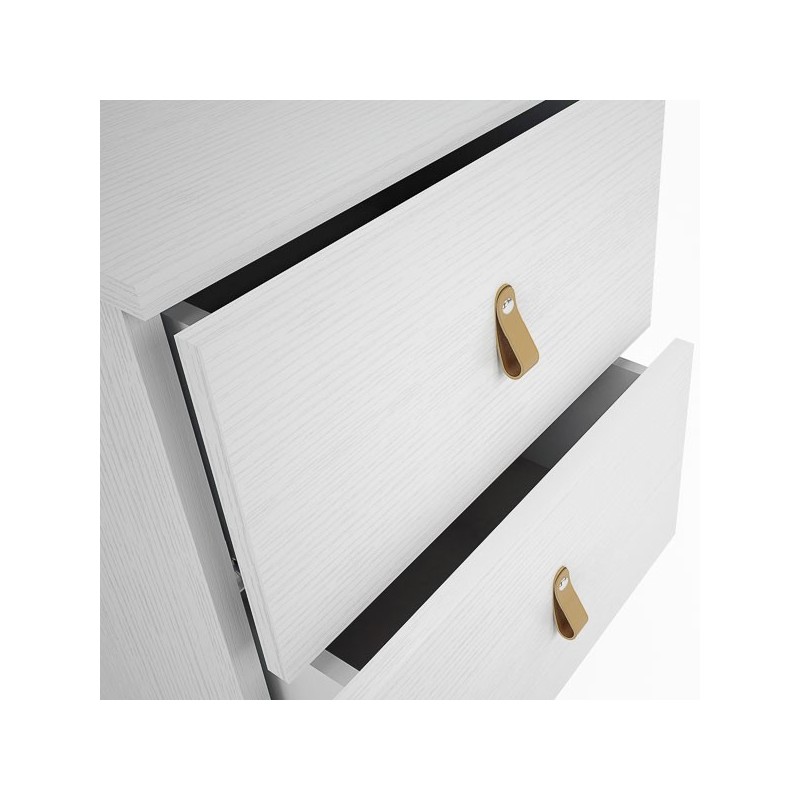 Mesita de Noche 2 cajones, Mesilla de Noche,  Color Blanco, Medidas: 40 cm (Ancho) x 34 cm (Fondo) x 61,6 cm (Alto)