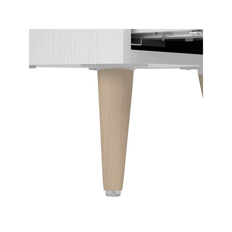 Mesita de Noche 2 cajones, Mesilla de Noche,  Color Blanco, Medidas: 40 cm (Ancho) x 34 cm (Fondo) x 61,6 cm (Alto)