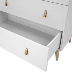 Cómoda con 3 Cajones, para Dormitorio, Acabado en Color Blanco, Medidas: 80 cm (Ancho) x 83,5 cm (Alto) x 48 cm (Fondo)