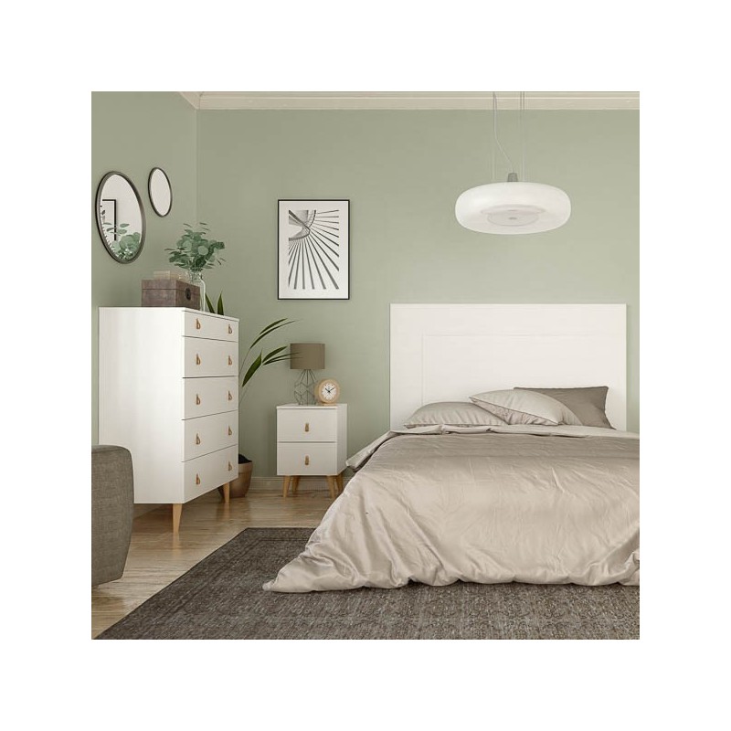 Cómoda con 5 Cajones, para Dormitorio, Acabado en Color Blanco, Medidas: 80 cm (Ancho) x 120 cm (Alto) x 48 cm (Fondo)