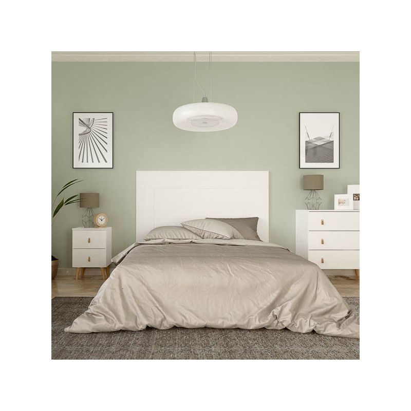 Cabezal para Cama de Matrimonio con patas, Color Blanco, Medidas: 160 cm (Ancho) x 130 cm (Alto) x 2,5 cm (Fondo)